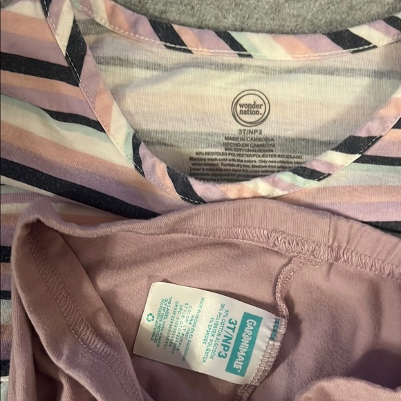 Wonder Nation & Garanimals girl 3T Striped Pink and Purple Dress with Leggings - Picture 2 of 3